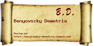 Benyovszky Demetria névjegykártya